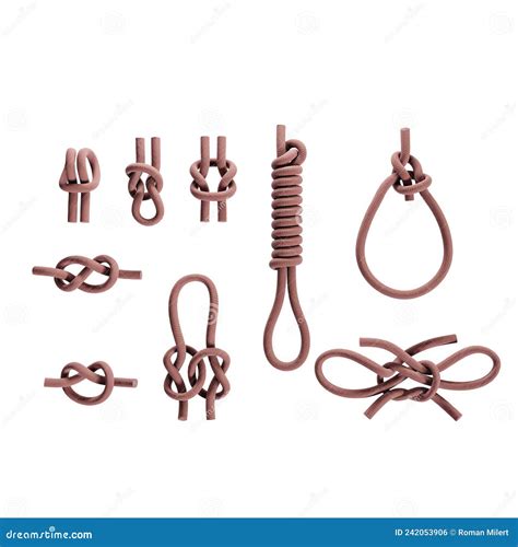 Nine Basic Rope Knot Types On White Stock Illustration Illustration