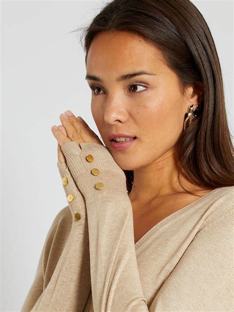 Chaqueta De Punto Fino Beige Kiabi