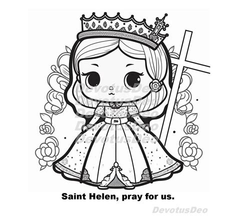 Catholic Coloring Page Saint Helen Christian Instant Download