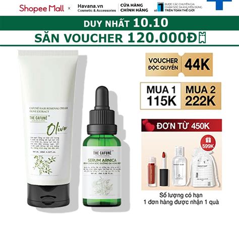 Combo Kem Tẩy Lông Olive và Serum Dưỡng Cafuné Ức Chế Mọc Lông cho vùng kín bikini chân tay