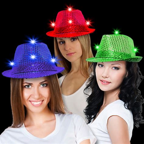 Sequin Led Fedora Hats Imprintable Bands Available