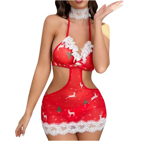 JeashCHAT Women S Lingerie Plus Size Christmas Sexy Women Lingerie Set