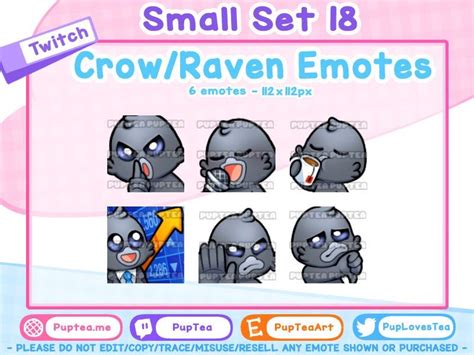 6x Cute Crow Raven Emotes Pack For Twitch Youtube Tiktok And Etsy In 2022 Crows Ravens