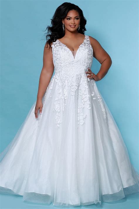 Ivory Sydneys Closet Sc5259 Plus Size Long Sleeveless Wedding Dress For 64799 The Dress Outlet