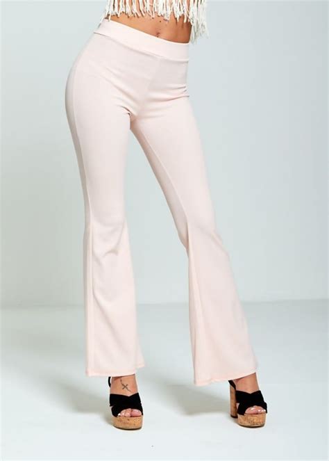 Wholesale Nude Pink Woven Flare Trousers J Fashion