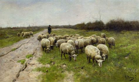 Anton Mauve Shepherd With His Flock