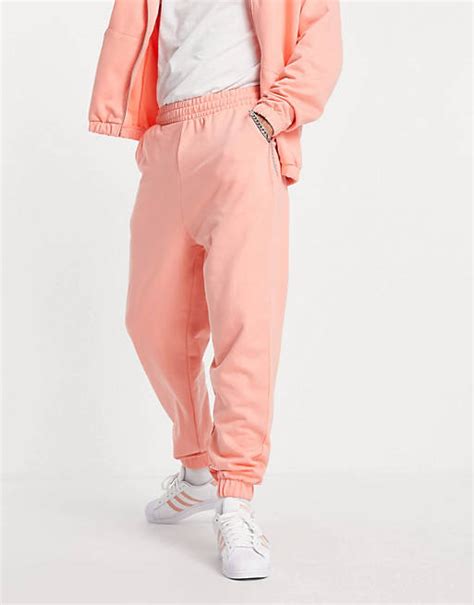 Asos Design Co Ord Oversized Joggers In Pink Orange Asos