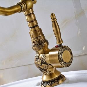 Antique Brass Basin Faucet Long Nose Spout Flower Carved Wash Etsy