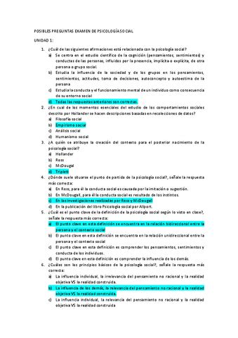 POSIBLES PREGUNTAS EXAMEN DE PSICOLOGIA SOCIAL Pdf