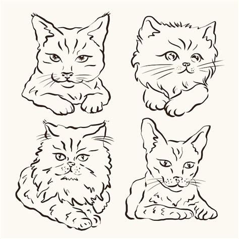 Premium Vector Hand Drawn Cute Cat Collection Vector