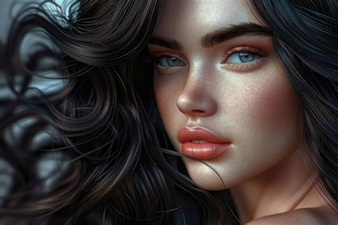 Premium Photo Beautiful Brunette Girl With Long Shiny Wavy Black Hair