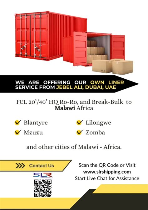 Cheapest Shipping to Malawi Africa from Dubai UAE - SLR Shipping LLC