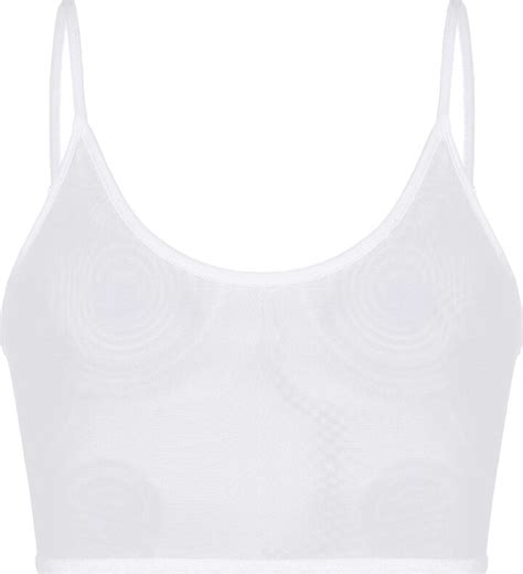 Choomomo Women S Mesh U Neck See Through Bra Tops Fishnet Bralette Lingerie Tank Crop Top White
