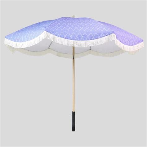 Spaced Diamonds Scalloped Patio Umbrella White Fringe Best Outdoor