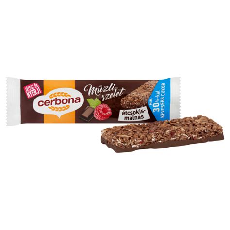 Cerbona Muesli Bar G Dark Chocolate And Raspberry In Cocoa Coating