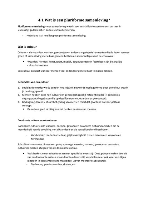 Maatschappijleer Samenvatting H4 Pluriforme Samenleving 4 Wat Is Een