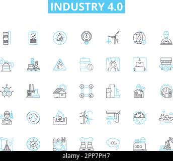 Smart factories line icons signs set. Design collection of Smart, Factories, Automation ...