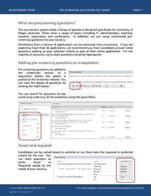 Fillable Online PRE SCREENING QUESTIONS FACTSHEET Fax Email Print