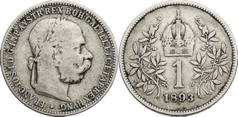 Österreich Kaiserreich 1 Krone 1893 Franz Josef I 1848 1916