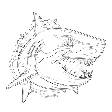 Big Angry White Shark Coloring Page | Coloring Pages Mimi Panda