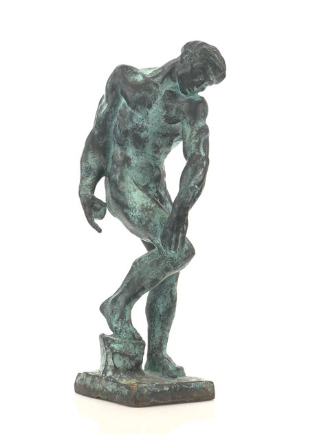 Lot AFTER RODIN ADAM NUDE MALE BRONZE SCULPTURE