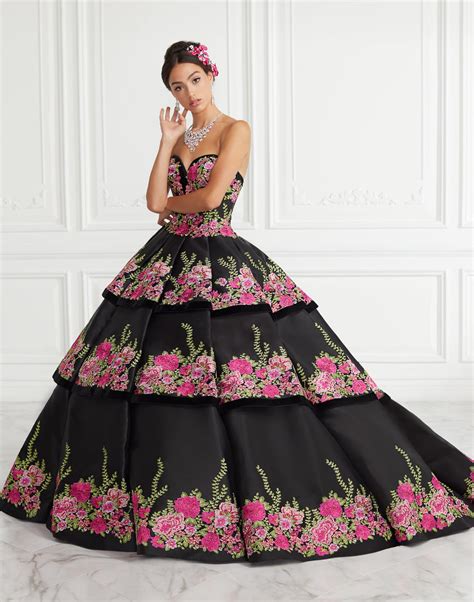 Strapless Floral Embroidered Quinceanera Dress By House Of Wu 26952