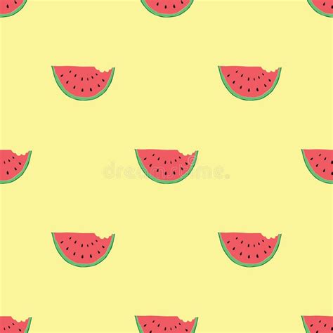 Watermelon Seamless Pattern Hand Drawn Vector Illustration Stock