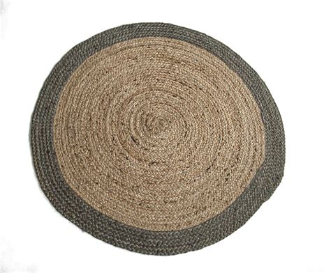 Buy Chardin Home Jute Braided Boho Round Rug Natural Jute With Grey