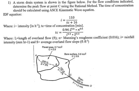 Solved 1 A Storm Drain System Is Shown In The Figure Below