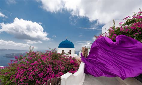 Flying Dress Photoshoot Santorini | Travel Buddies