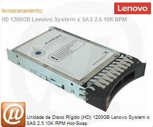 Lenovo 00AD075 Unidade de Disco Rígido HD 1200GB Lenovo System x SAS 2 5 10K RPM Hot Swap