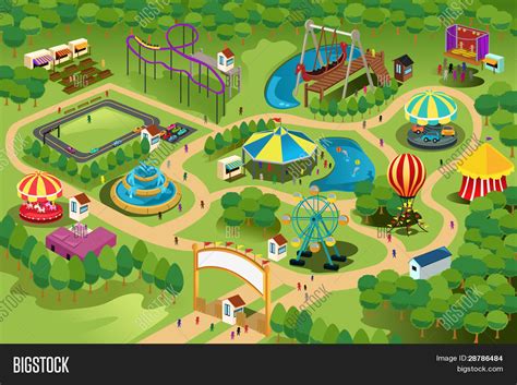 Amusement Park Map Vector & Photo (Free Trial) | Bigstock