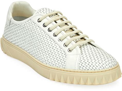 Salvatore Ferragamo Mens Cube 17 Woven Leather Sneakers Shopstyle