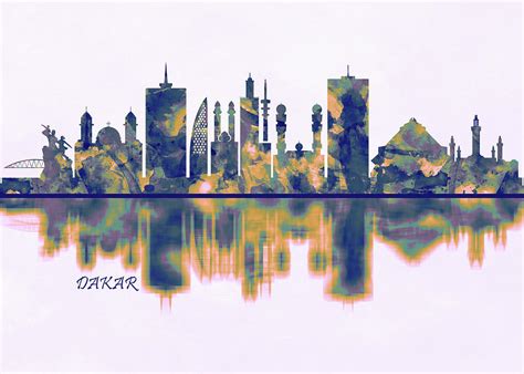 Dakar Skyline Mixed Media by NextWay Art - Fine Art America