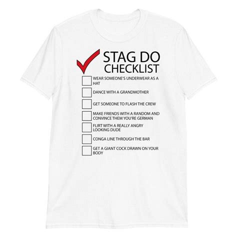 Stag Do Checklist Funny Stag Shirt Wedding T Etsy In 2021 Stag