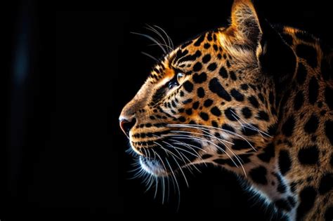 Premium Ai Image Amur Leopard On Black Background