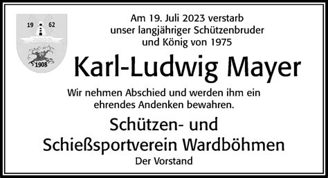 Traueranzeigen Von Karl Ludwig Mayer Trauerportal Der Celleschen Zeitung