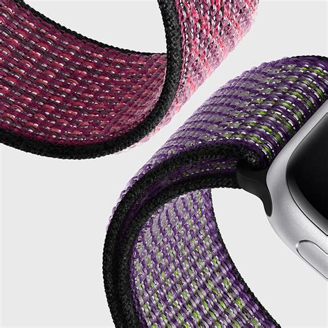 Microsonic Apple Watch Series 5 44mm Nylon Loop Kordon Pink Sand