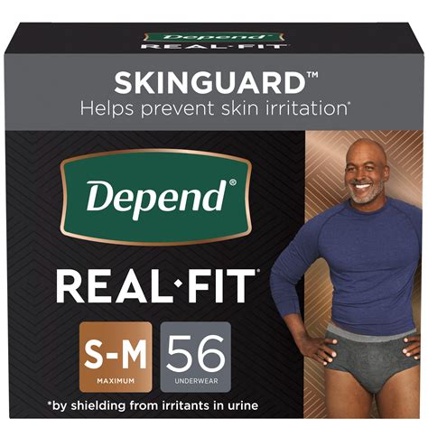 Depend Real Fit Adult Incontinence Underwear For Men S M Black 56Ct