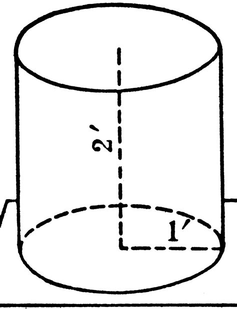 Right Circular Cylinder With 1 Ft Radius And 2 Ft Height Clipart Etc