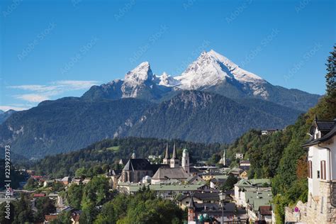 Historic Town Of Berchtesgaden Bavaria Germany With Famous Mountain