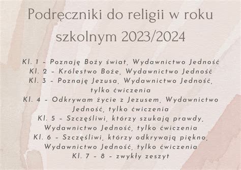 Podręczniki do religii w roku szkolnym 2023 2024 SP2