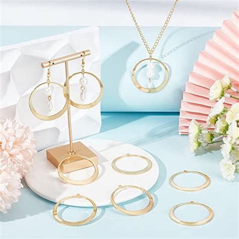 Benecreat Pcs Real K Gold Plated Brass Connecting Ring Frame