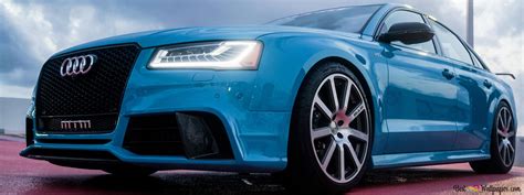 Blue Audi Sedan Car 8K wallpaper download