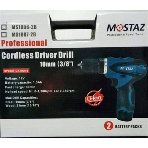 Mostaz MS1006 12V 2 Speed Cordless Lithium Drill Driver Everything