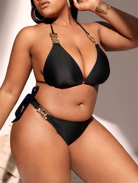 Damochic Plus Size Beach Girl Extreme Mini Micro Bikini Set Big Cups