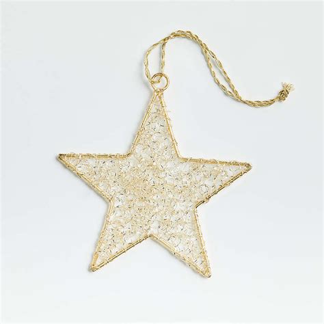 Gold Tinsel Star Christmas Tree Ornaments, Set of 12 + Reviews | Crate & Barrel