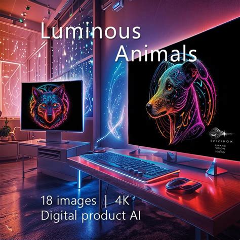 luminous animal art  ai generated  images digital  etsy