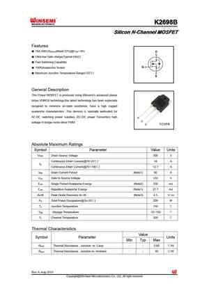 K2698 MOSFET Datasheet Pdf Equivalent Cross Reference Search