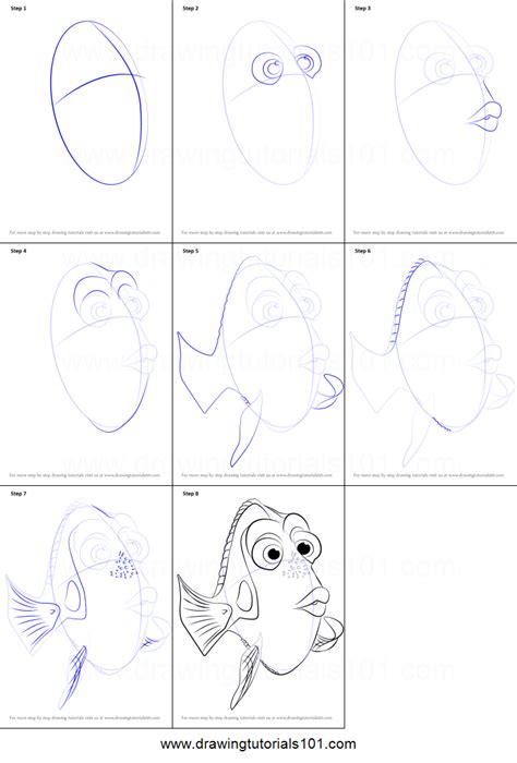 How To Draw Dory From Finding Dory Printable Drawing Sheet By